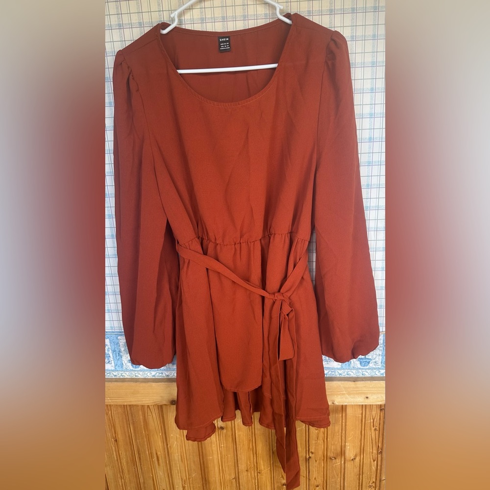 Shein maternity lantern sleeve belted blouse